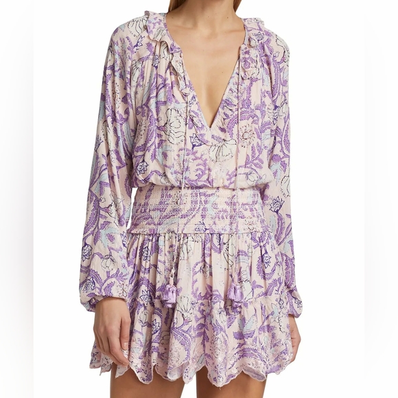 Hemant & Nandita Asia long sleeve mini dress pink lilac extra small XS - Picture 1 of 16